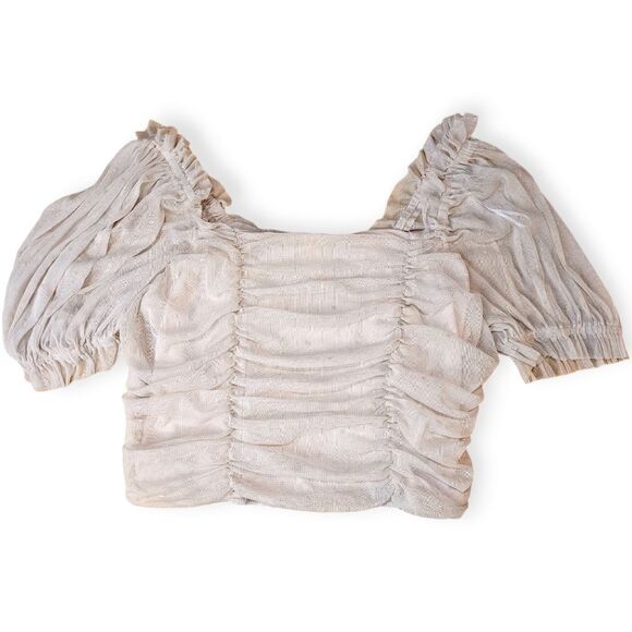 🌼4/$30 H&M Pink Tulle Gathered Crop Top Large - Picture 2 of 8